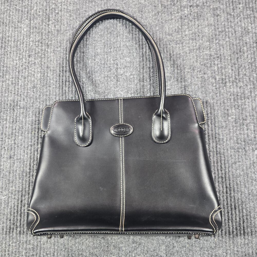 Tods D Bag Womens Black Leather Handbag Satchel Purse Authentic Luxury